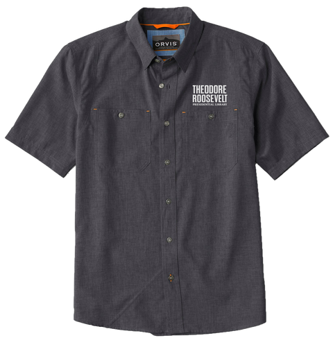 Custom Men's Black Tech Chambray Short-Sleeve Shirt by Orvis