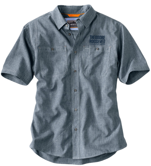 Blue Chambray Men's Tech Short-Sleeve Shirt by Orvis