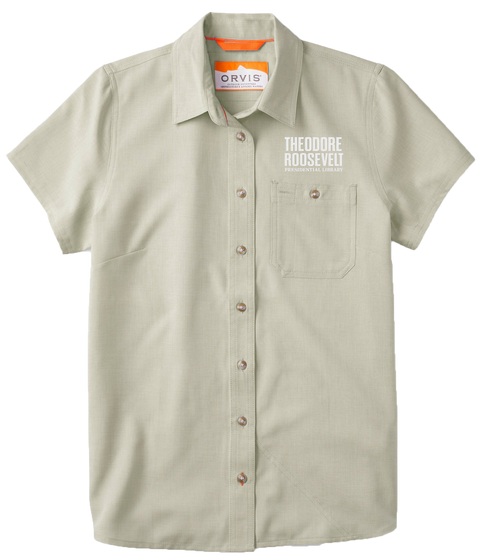 Custom Women's Celadon Tech Chambray Short-Sleeve Shirt by Orvis